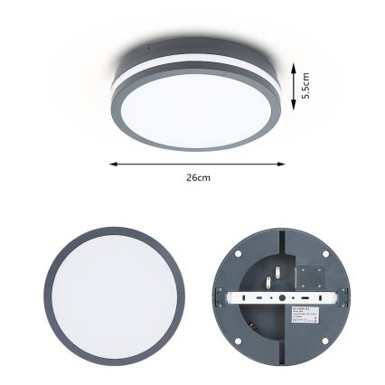 Brilagi - LED-Außenleuchte mit Sensor BENE LED/24W/230V Ø 26 cm anthrazit IP54