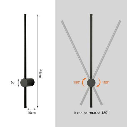 Brilagi - LED Außenwandleuchte AURA LED/12W/230V 3000K IP54 65 cm schwarz CRI 90