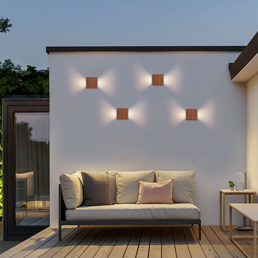 Brilagi - LED-Außenwandleuchte DOUBLERAY LED/6W/230V, Holzdekor, IP54