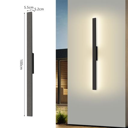 Brilagi - LED-Außenwandleuchte LUNA LED/24W/230V 3000K IP65 100 cm schwarz