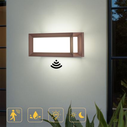 Brilagi - PARKER LED-Außenwandleuchte mit Sensor, 12W/230V, braun, IP44