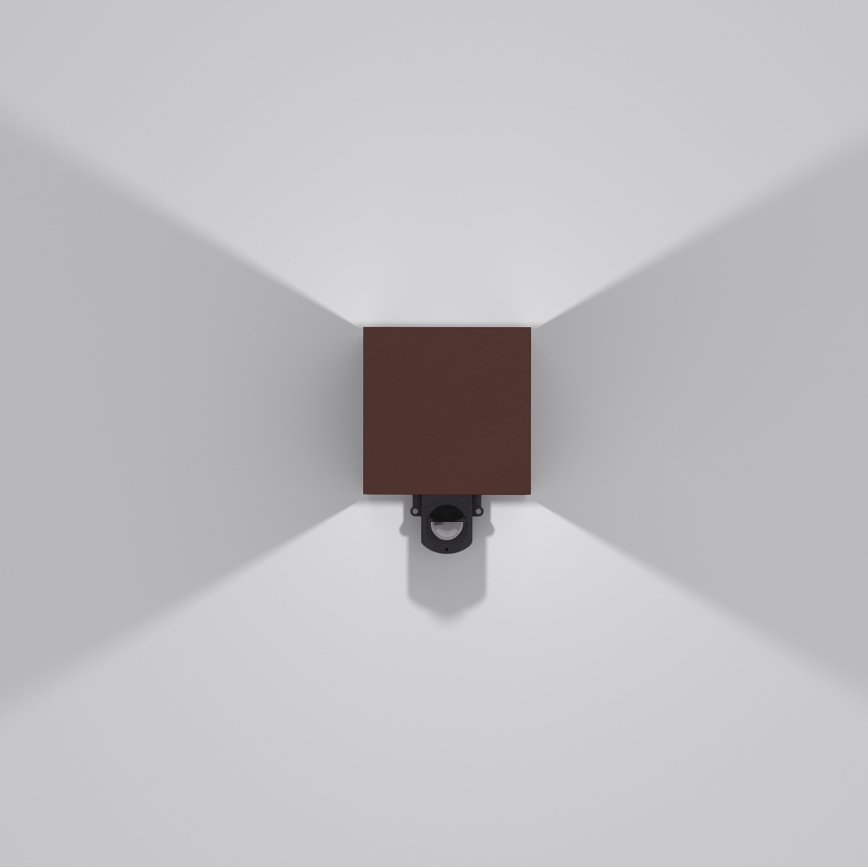 Brilagi - LED-Außenwandleuchte mit Sensor CUBE LED/6W/230V braun IP65