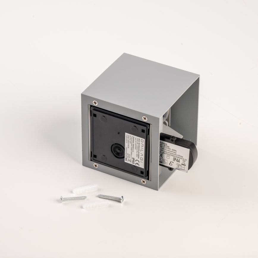 BRILAGI - LED-Außenwandleuchte mit Sensor CUBE LED/6W/230V grau IP65