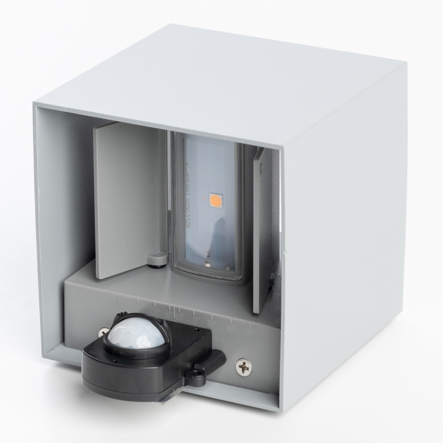 BRILAGI - LED-Außenwandleuchte mit Sensor CUBE LED/6W/230V grau IP65