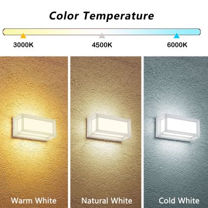 Brilagi - LED-Außenwandleuchte PARKER LED/12W/230V 3000/4500/6000K Weiß IP44