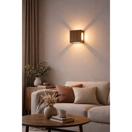 Brilagi - LED Außenwandleuchte QUADRAY LED/6W/230V Holzdekor IP54