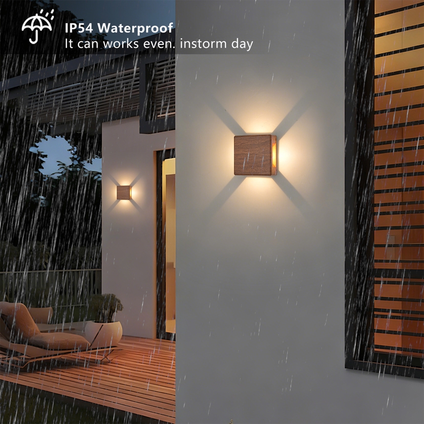 Brilagi - LED Außenwandleuchte QUADRAY LED/6W/230V Holzdekor IP54