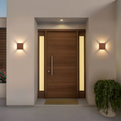 Brilagi - LED Außenwandleuchte QUADRAY LED/6W/230V Holzdekor IP54