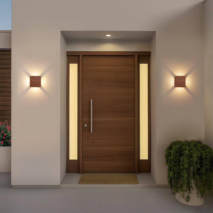 Brilagi - LED Außenwandleuchte QUADRAY LED/6W/230V Holzdekor IP54