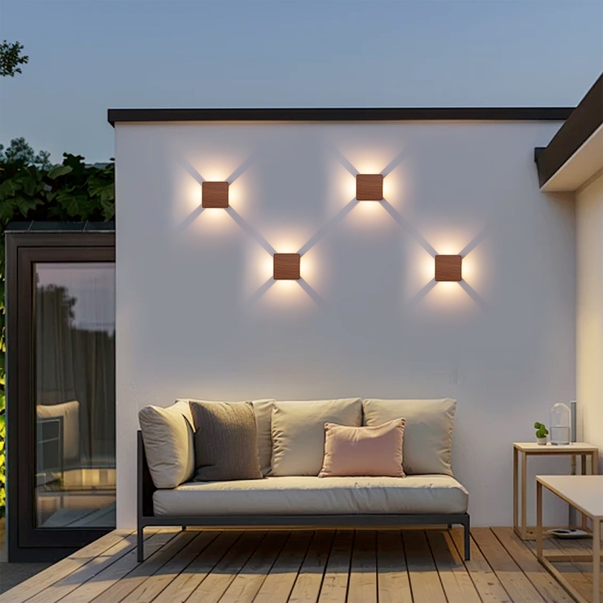 Brilagi - LED Außenwandleuchte QUADRAY LED/6W/230V Holzdekor IP54