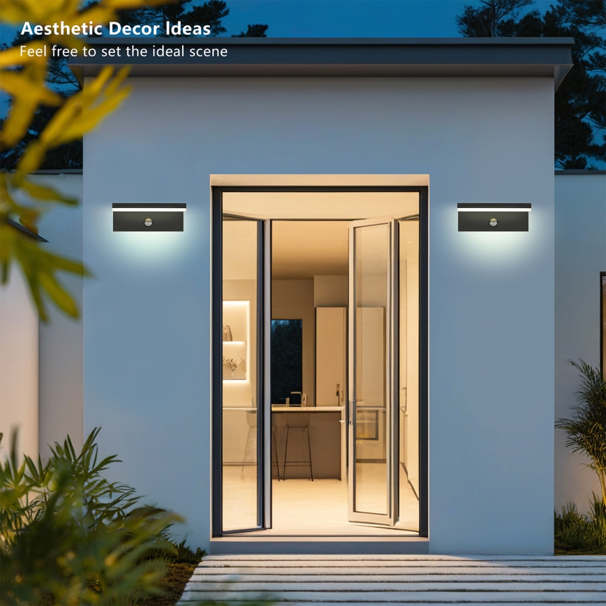 Brilagi - LED-Außenwandleuchte mit Sensor TESSI LED/10W/230V schwarz IP54