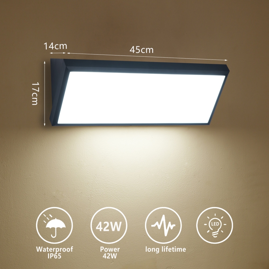Brilagi - TRIANGLE LED-Außenwandleuchte, 42 W, 230 V, 3000/4000/6500 K, 45 cm, schwarz, IP65
