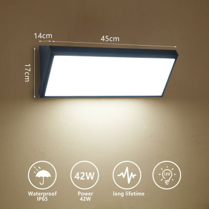 Brilagi - LED Außenwandleuchte TRIANGLE LED/42W/230V 45 cm schwarz IP65