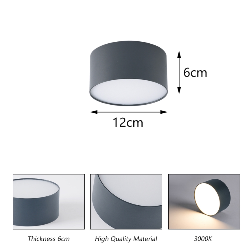 Brilagi - LED-Badezimmer-Deckenleuchte FORIS LED/14W/230V Ø 12 cm Anthrazit IP44