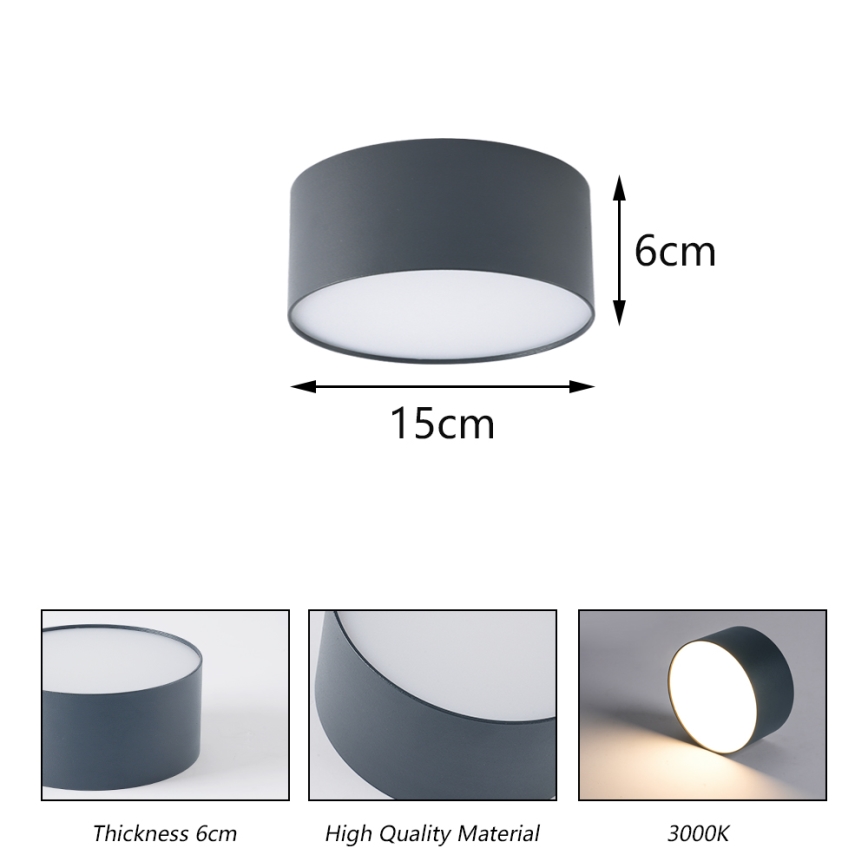 Brilagi - LED-Badezimmer-Deckenleuchte FORIS LED/20W/230V Ø 15 cm Anthrazit IP44