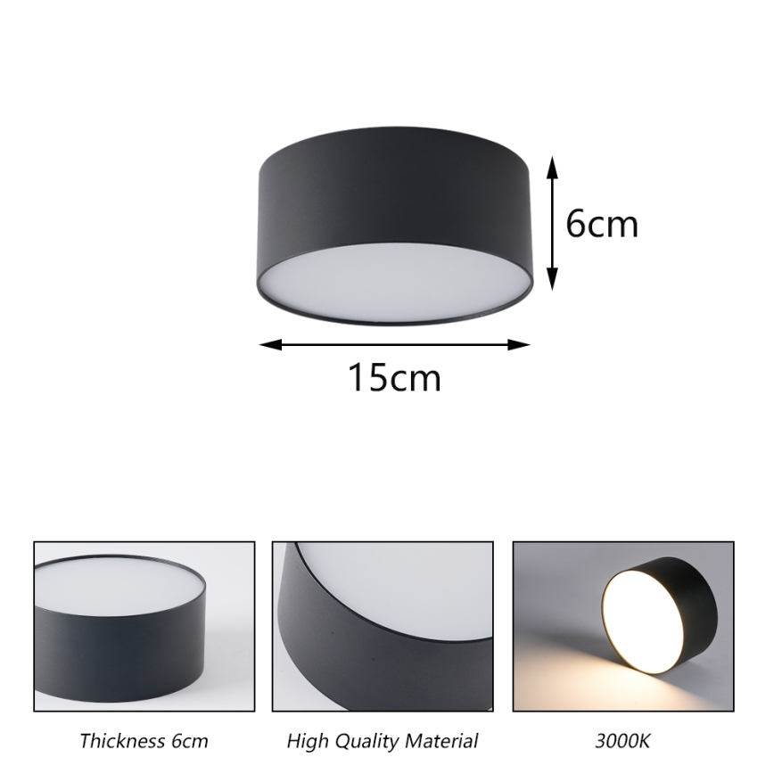 Brilagi - LED-Badezimmer-Deckenleuchte FORIS LED/20W/230V Ø 15 cm schwarz IP44
