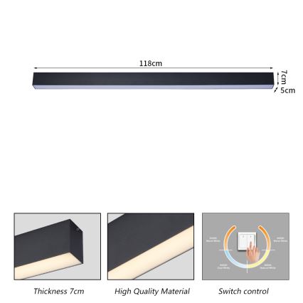 Brilagi - LED-Badezimmer-Deckenleuchte SLEEKLINE LED/40W/230V 3000/4500/6000K schwarz IP44