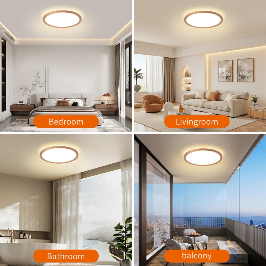 Brilagi - LED Badezimmer-Deckenleuchte ULTRA SLIM LED/24W/230V Ø 42 cm Roségold IP54
