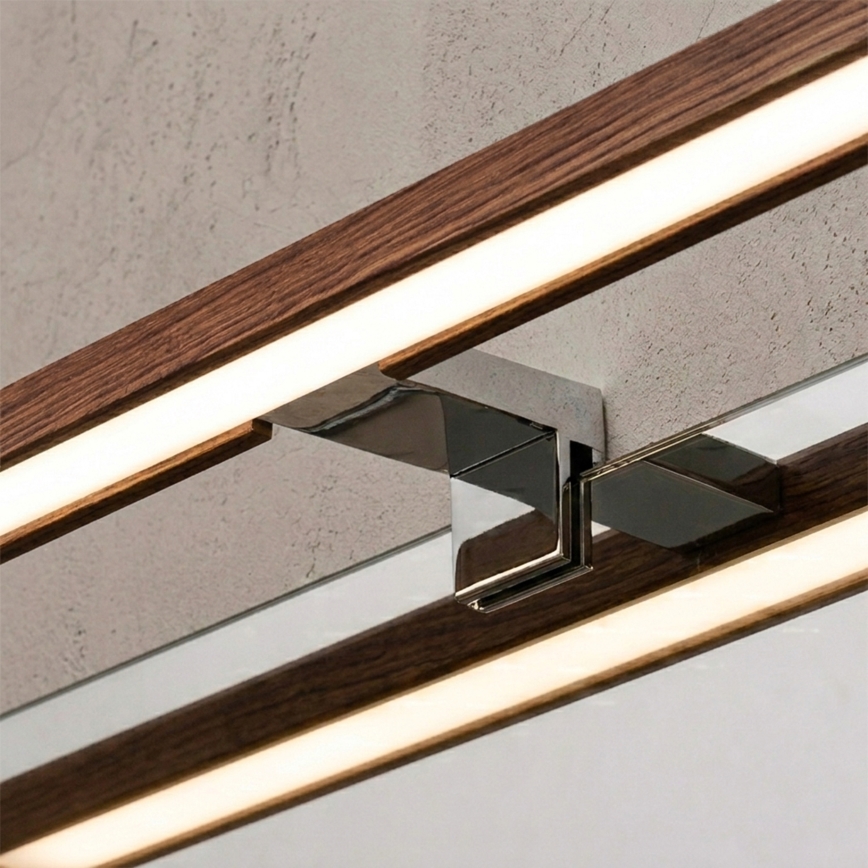 Brilagi - LED-Badspiegelleuchte WOODY MIRROR 3-in-1 LED/8W/230V 40 cm IP44 glänzender Chrom/Kirsche