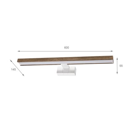 Brilagi - LED Badezimmer-Spiegelleuchte 3-in-1 WOODY MIRROR 3-in-1 LED/12W/230V 60 cm IP44 weiß/Eiche Nussbaum