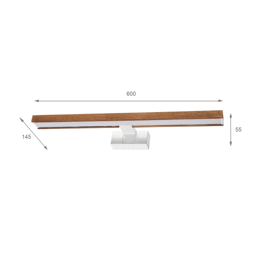 Brilagi - LED-Badezimmer-Spiegelleuchte 3-in-1 WOODY MIRROR LED/12W/230V 60 cm IP44 weiß/Eiche-Kirsche