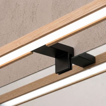 Brilagi - LED-Badspiegelbeleuchtung 3-in-1 WOODY MIRROR LED/15W/230V 80 cm IP44 schwarz/Eiche