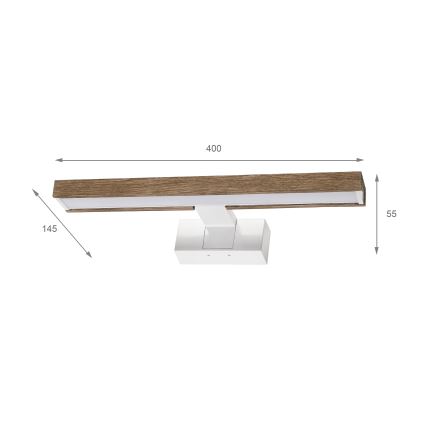 Brilagi - LED-Badezimmer-Spiegelleuchte 3-in-1 WOODY MIRROR LED/8W/230V 40 cm IP44 weiß/Eiche