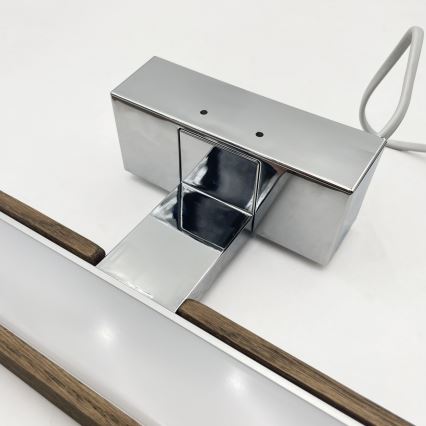 Brilagi - LED-Beleuchtung für Badezimmerspiegel 3-in-1 WOODY MIRROR LED/8W/230V 40 cm IP44 glänzender Chrom/Eiche Nussbaum