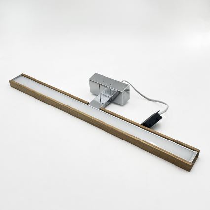 Brilagi - LED-Badezimmer-Spiegelbeleuchtung WOODY MIRROR 3-in-1 LED/12W/230V 60 cm IP44 glänzender Chrom/Eiche