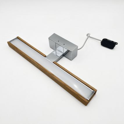 Brilagi - LED-Badspiegelleuchte WOODY MIRROR 3-in-1 LED/8W/230V 40 cm IP44 glänzender Chrom/Eiche