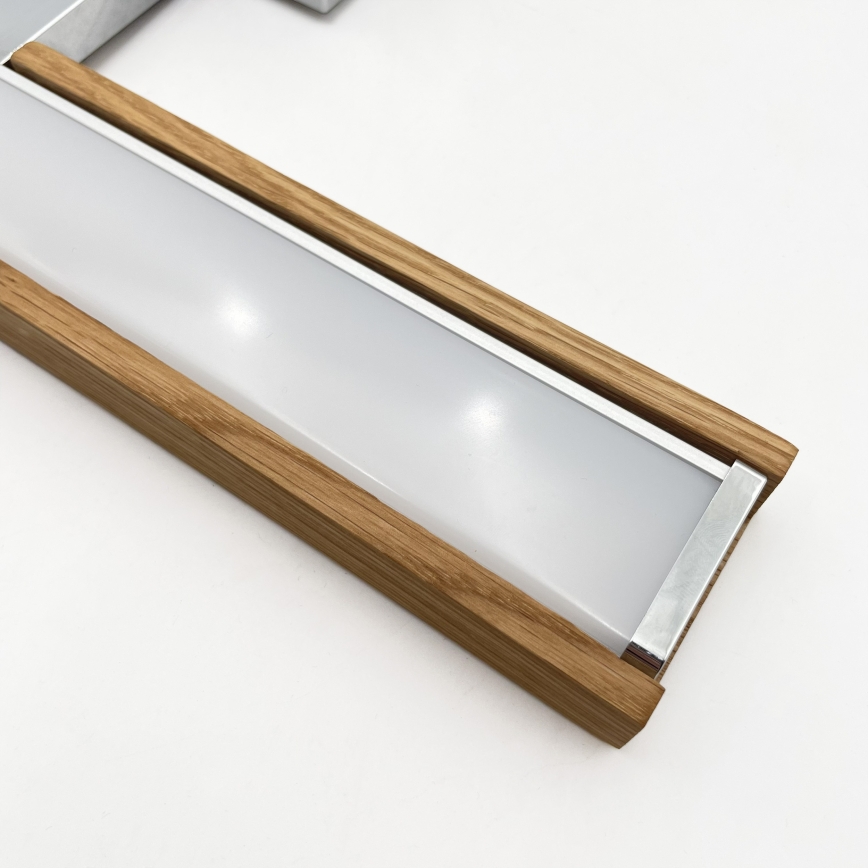 Brilagi - LED-Badspiegelleuchte WOODY MIRROR 3-in-1 LED/8W/230V 40 cm IP44 glänzender Chrom/Eiche