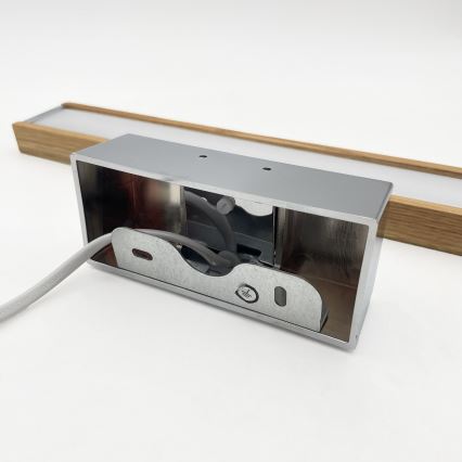 Brilagi - LED-Badspiegelleuchte WOODY MIRROR 3-in-1 LED/8W/230V 40 cm IP44 glänzender Chrom/Eiche