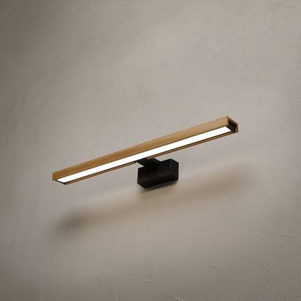 Brilagi - LED-Badspiegelleuchte 3-in-1 WOODY MIRROR LED/12W/230V 60 cm IP44 schwarz/Eiche