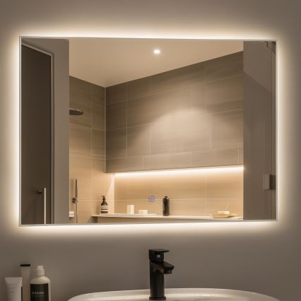 Brilagi - LED Badezimmerspiegel DESIO LED/28W/230V 60x80 cm silber IP44 CRI 90 dimmbar + CCT