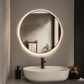 Brilagi - LED-Badezimmerspiegel NOVARA LED/19W/230V Ø 60 cm schwarz IP44 CRI 90 dimmbar + CCT