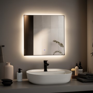 Brilagi - LED-Badezimmerspiegel SUELLO LED/24W/230V 60x60 cm schwarz IP44 CRI 90 dimmbar + CCT