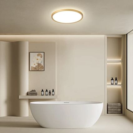Brilagi - LED Badezimmer-Deckenleuchte ULTRA SLIM, 24 W / 230 V, Ø 42 cm, goldfarben, IP54