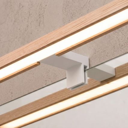 BRILAGI - LED-Badezimmer-Spiegelbeleuchtung 3-in-1 WOODY MIRROR LED/12W/230V 60 cm IP44 weiß/Eiche