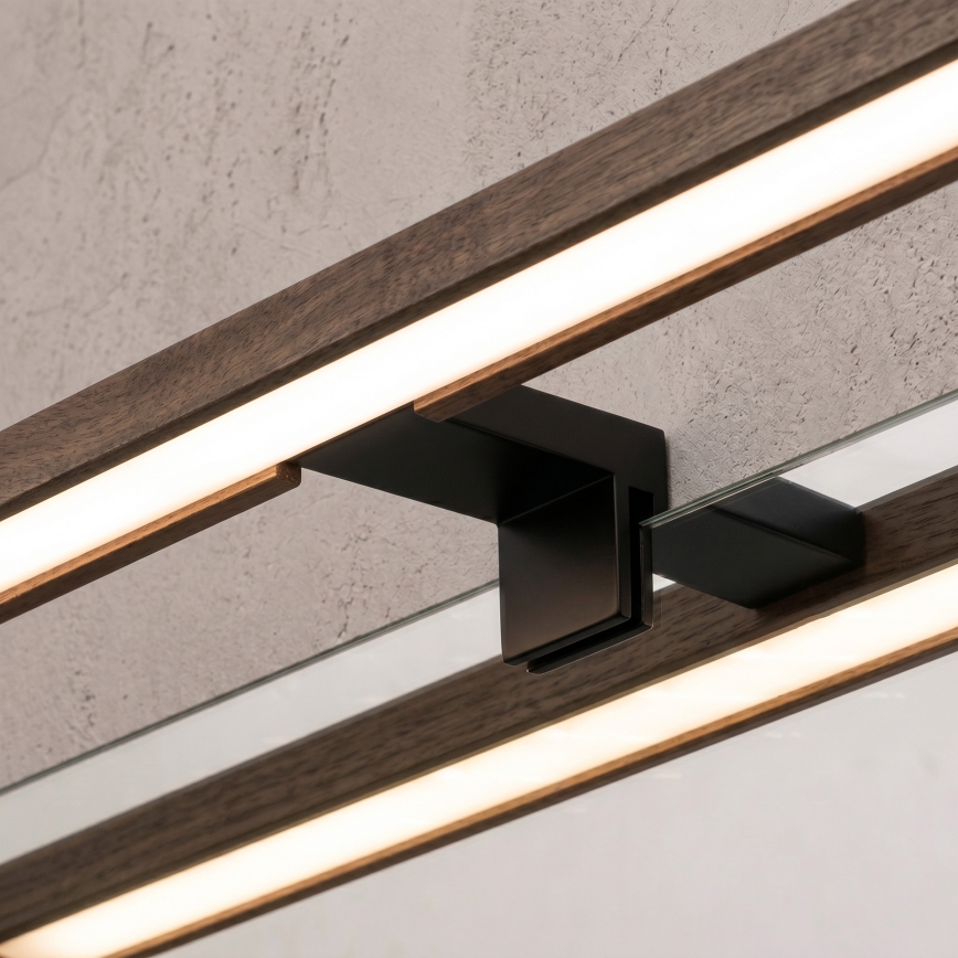 Brilagi - LED-Beleuchtung für Badezimmerspiegel 3-in-1 WOODY MIRROR LED/15W/230V 80 cm IP44 schwarz/Eiche/Nussbaum