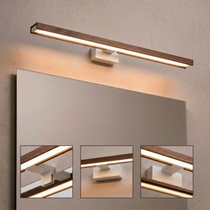 Brilagi - LED-Badezimmer-Spiegelleuchte 3-in-1 WOODY MIRROR LED/15W/230V 80 cm IP44 weiß/Eiche-Kirsche