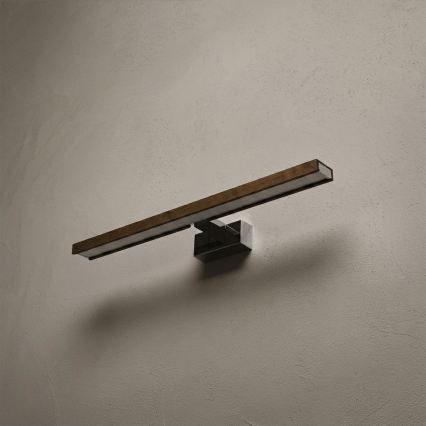 Brilagi - LED-Badspiegelleuchte WOODY MIRROR 3-in-1 LED/12W/230V 60 cm IP44 glänzender Chrom/Eiche/Nussbaum