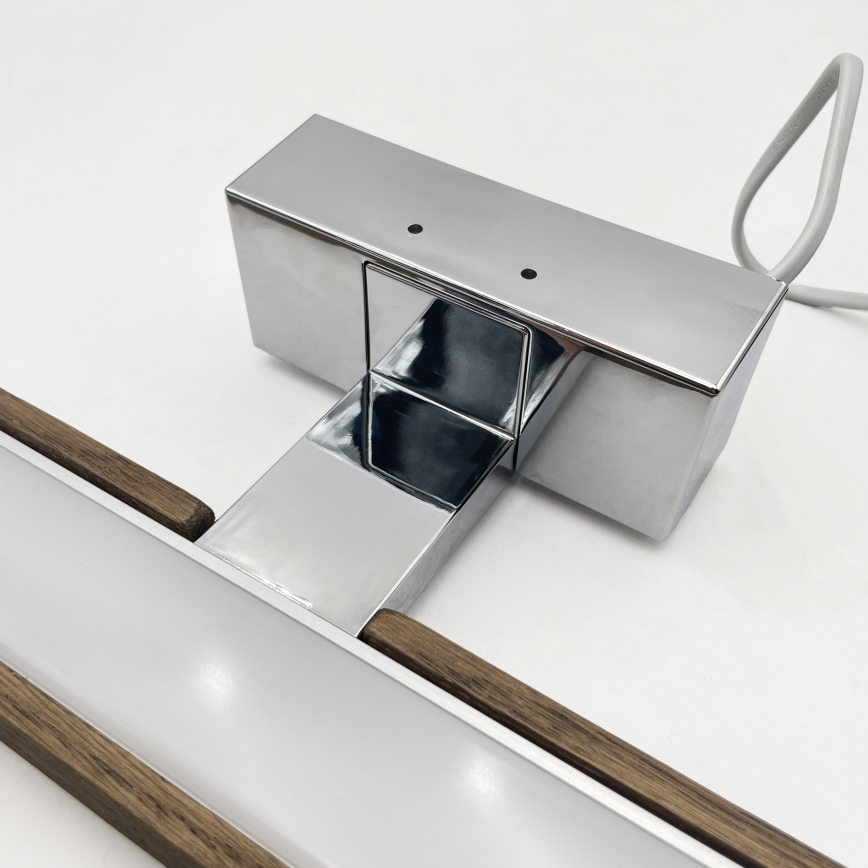 Brilagi - LED-Badspiegelleuchte WOODY MIRROR 3-in-1 LED/12W/230V 60 cm IP44 glänzender Chrom/Eiche/Nussbaum