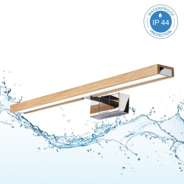 Brilagi - LED-Beleuchtung für Badezimmerspiegel 3-in-1 WOODY MIRROR LED/12W/230V 60 cm IP44 Hochglanz-Chrom/Eiche