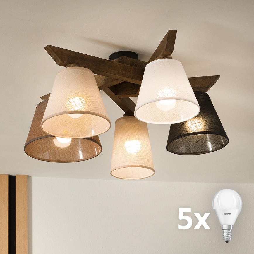 Brilagi - LED Deckenleuchte ANTHONY 5xE14/40W/230V Eiche Nussbaum