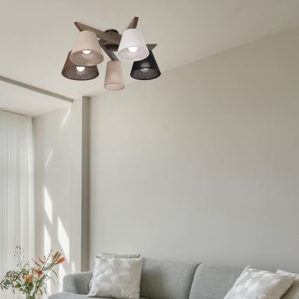 Brilagi - LED Deckenleuchte ANTHONY 5xE14/40W/230V Eiche Nussbaum