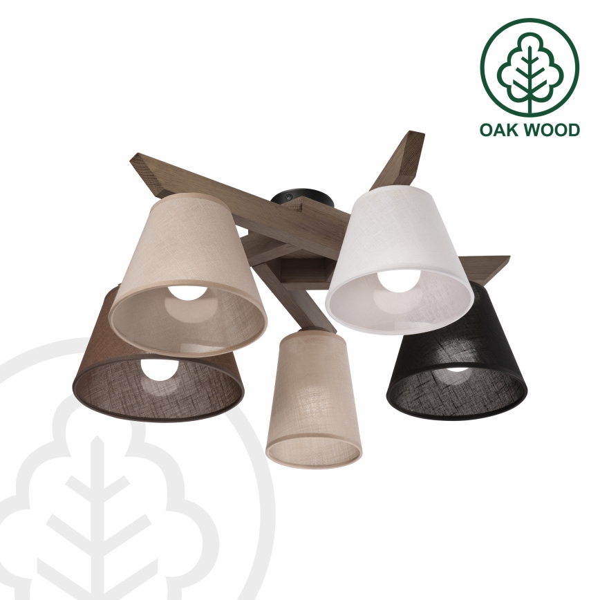 Brilagi - LED Deckenleuchte ANTHONY 5xE14/40W/230V Eiche Nussbaum