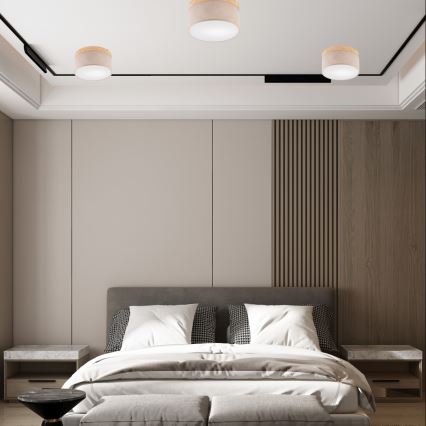 Brilagi - LED Deckenleuchte BELLADONNA 1xE27/15W/230V Ø 30 cm Beige/Kiefer