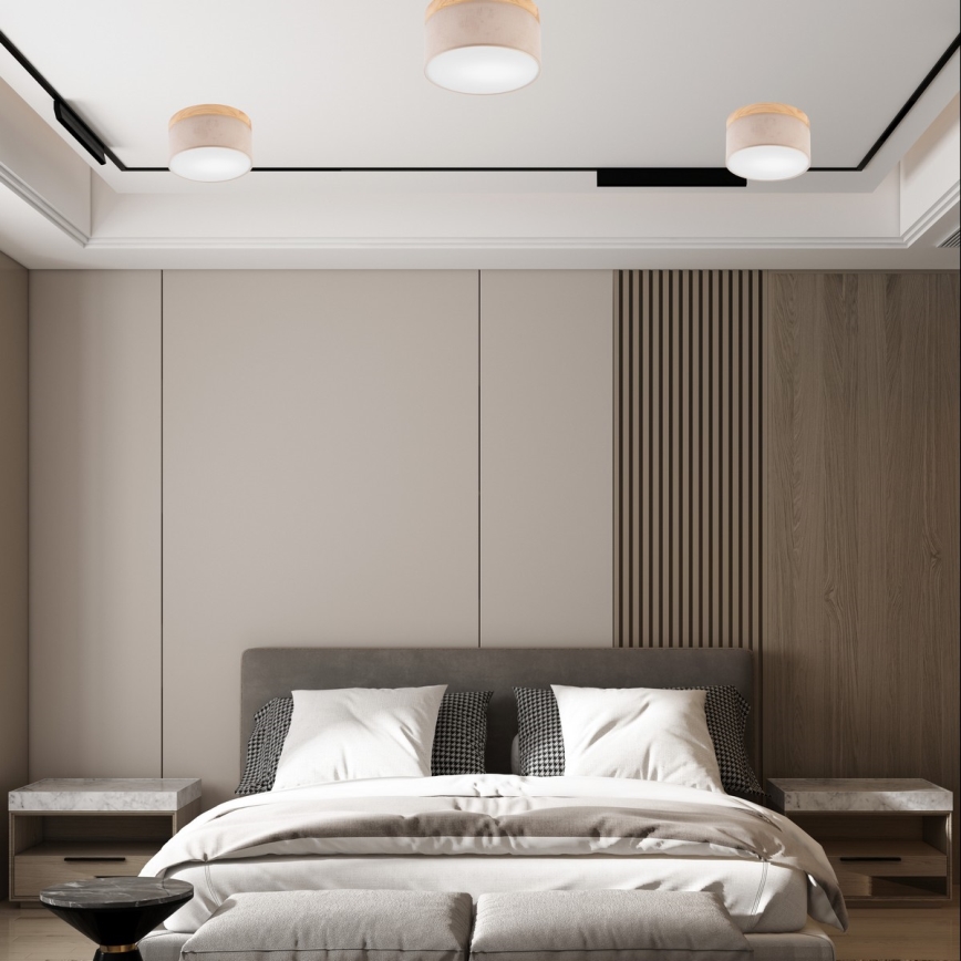 Brilagi - LED Deckenleuchte BELLADONNA 1xE27/15W/230V Ø 30 cm Beige/Kiefer