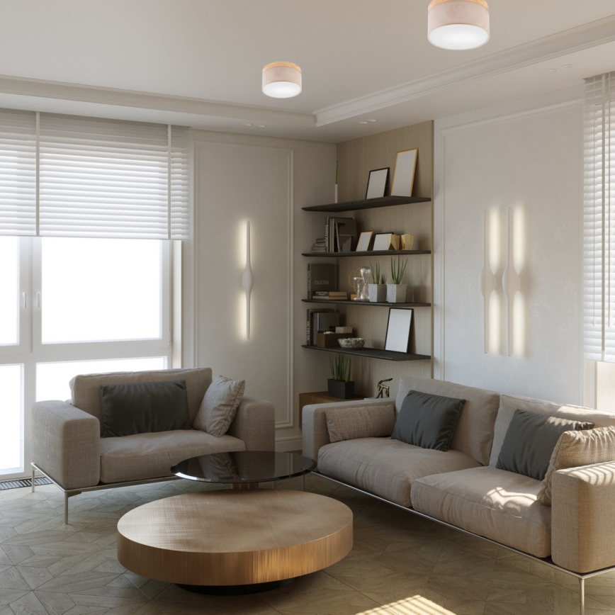 Brilagi - LED Deckenleuchte BELLADONNA 1xE27/15W/230V Ø 30 cm Beige/Kiefer