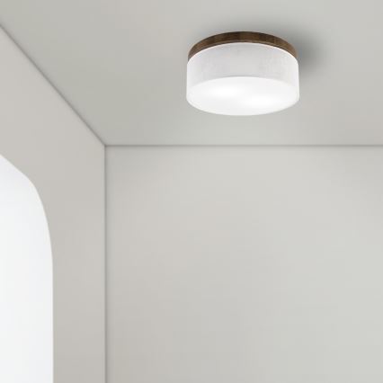 BRILAGI - LED-Deckenleuchte BELLADONNA 2xE27/15W/230V Ø 40 cm weiß/Eiche Walnuss